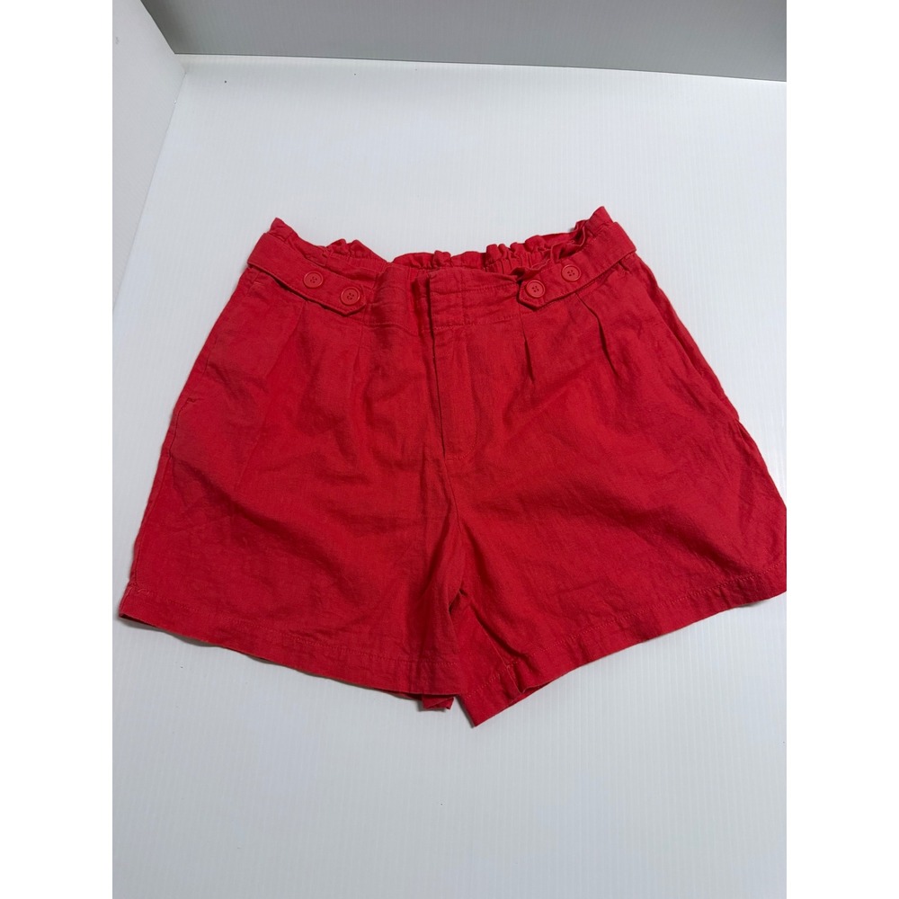 Definitions by d.jeans Red Linen Blend Paperbag Waist Shorts Size M